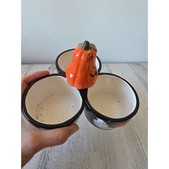 Pumpkin candy party bowl Halloween ghost candy cane treat decor - Picture 10 of 11